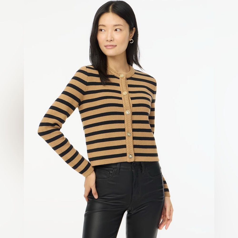 J.Crew Factory Striped cotton lady jacket cardigan sweater